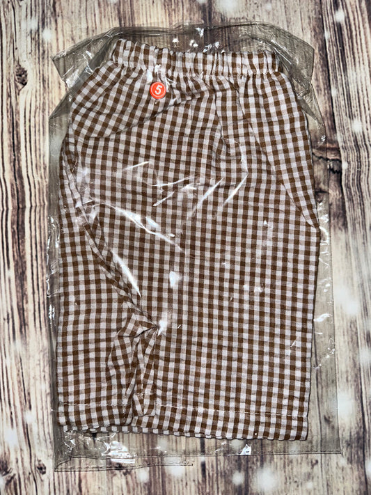 BROWN GINGHAM SHORTS - ON HAND